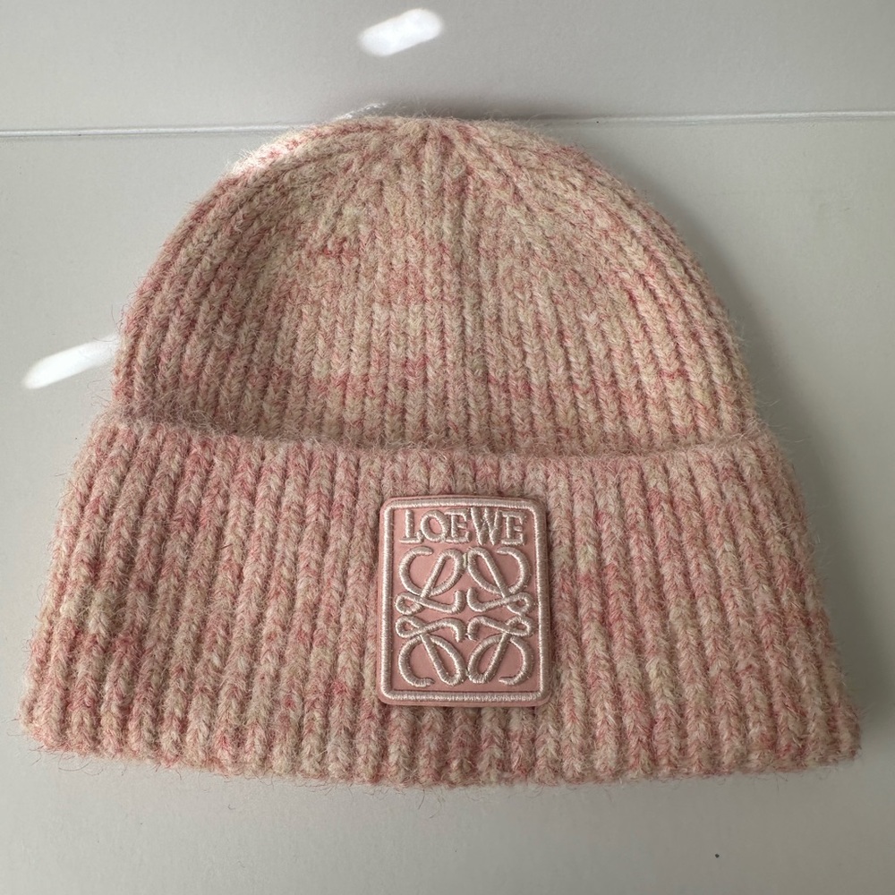 Pink Wool Knit Beanie with Soft Ribbed Texture Winter Hat Super Warm & Cozy